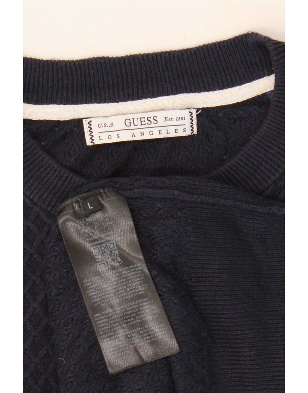 Guess Herre rund hals sweater stor marineblå bomuld