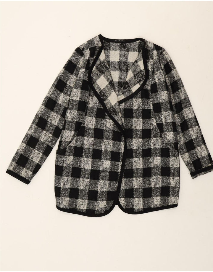 Sisley Dame Oversized Blazer Jacket UK 6 XS Sort Gingham Akryl