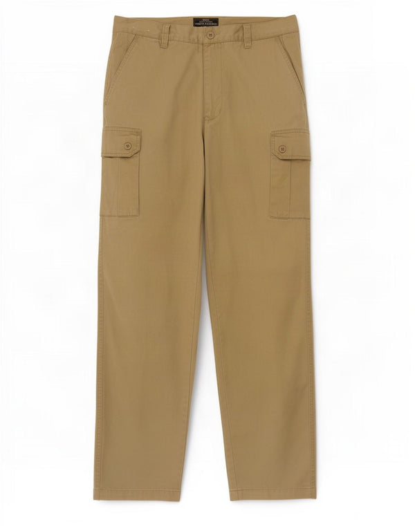 Vintage Mens Straight Cargo Trousers IT 50 Large W34 L32 Beige Cotton