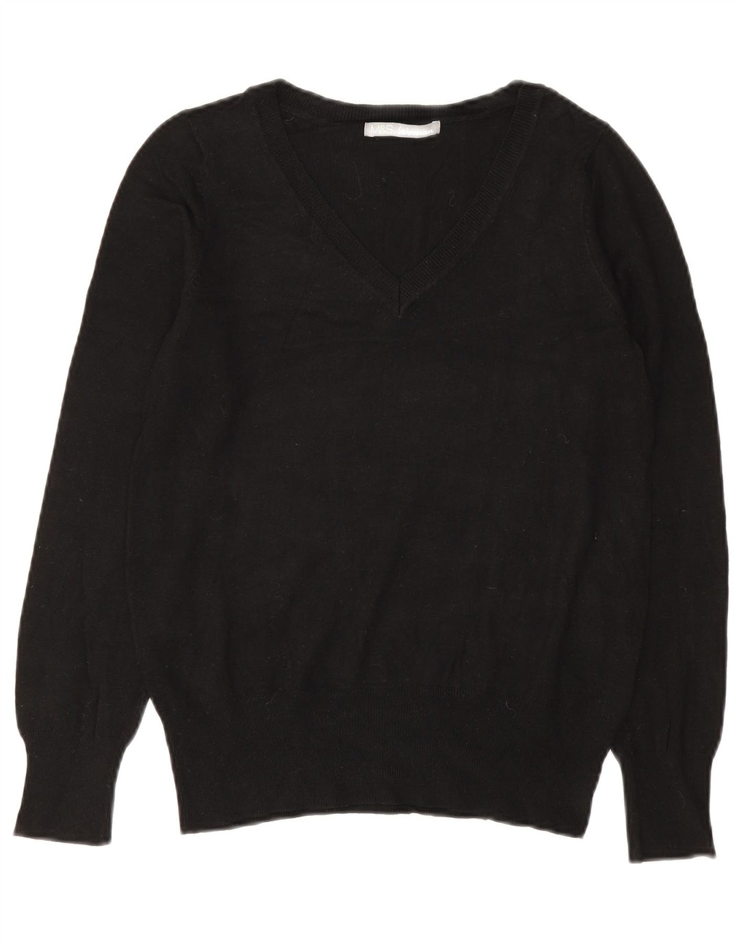 Marks & Spencer Dame V-hals sweater UK 10 Small Black Viscose