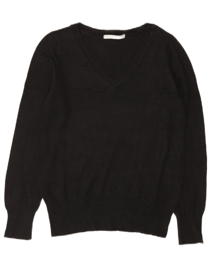 Marks & Spencer Dame V-hals sweater UK 10 Small Black Viscose