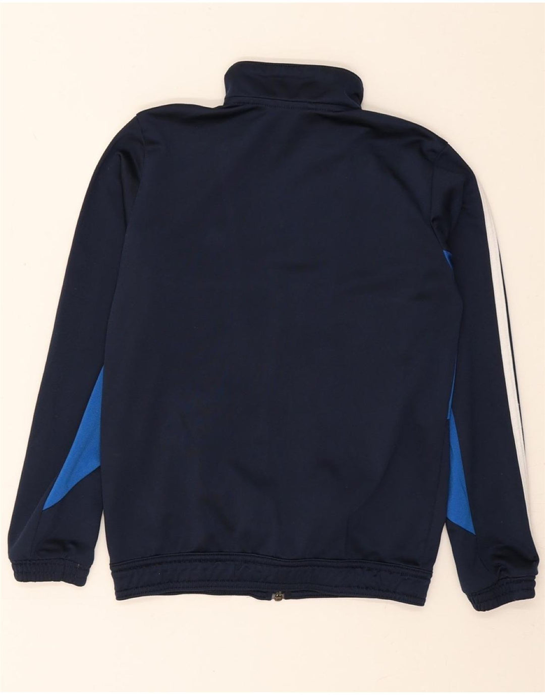 ADIDAS Boys Tracksuit Top Jacket 9-10 Years Navy Blue Colourblock
