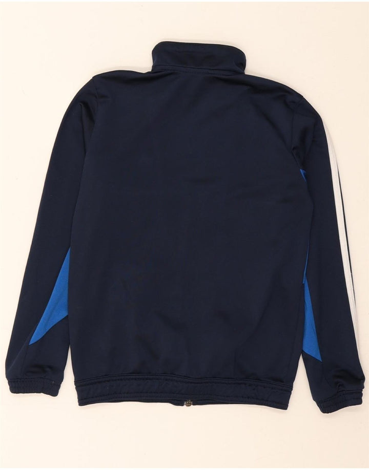 ADIDAS Boys Tracksuit Top Jacket 9-10 Years Navy Blue Colourblock