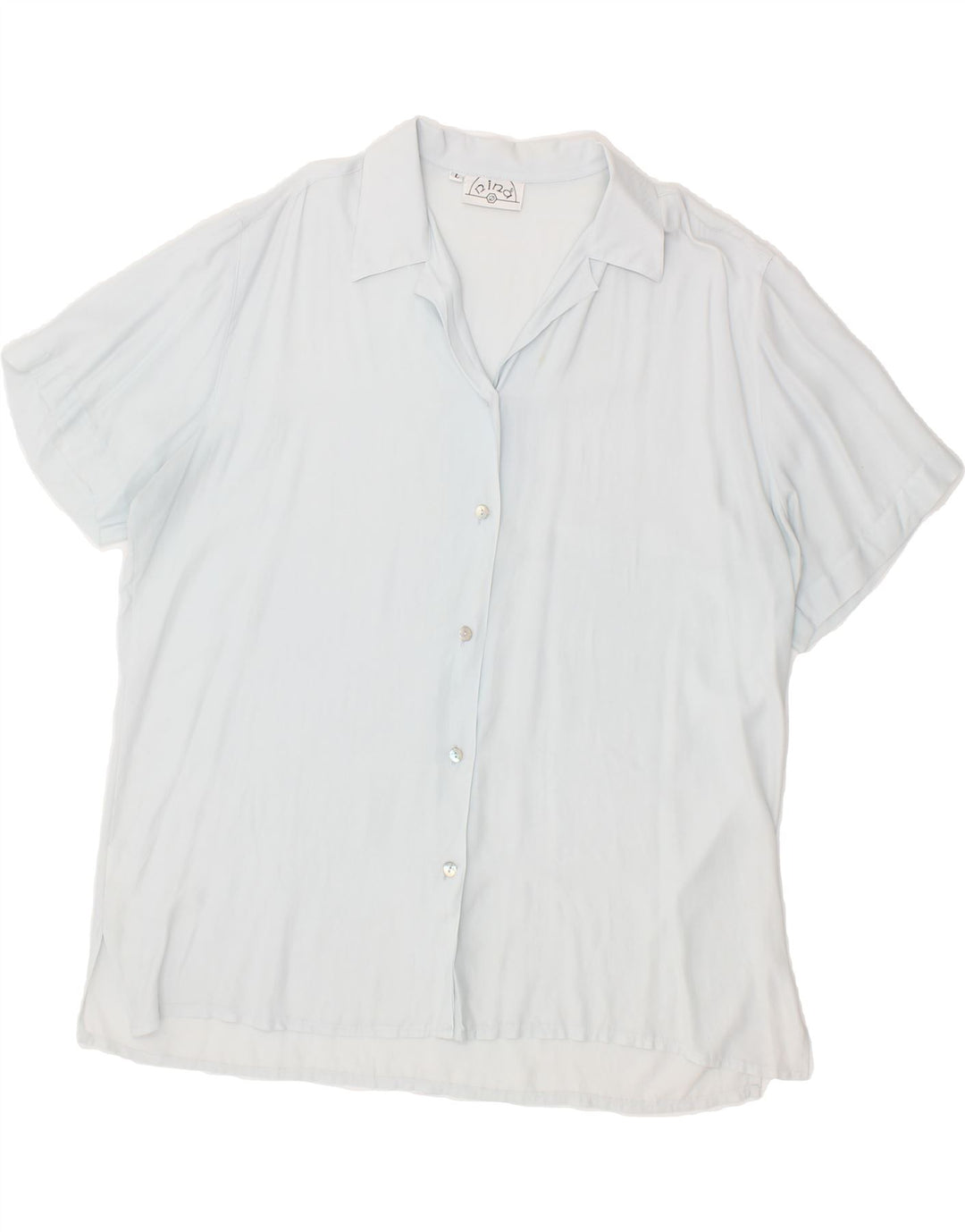 VINTAGE Womens Short Sleeve Shirt UK 16 Large Blue Acetate Vintage Vintage and Second-Hand Vintage from Messina Hembry 