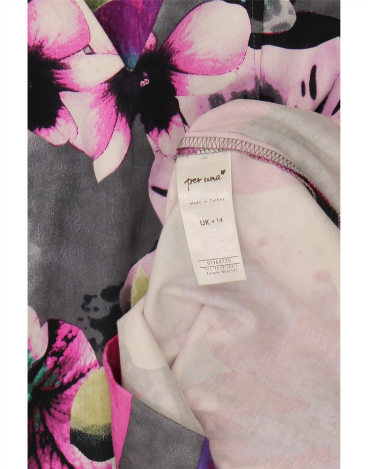 PER UNA Womens Sheath Dress UK 14 Medium Pink Floral Cotton