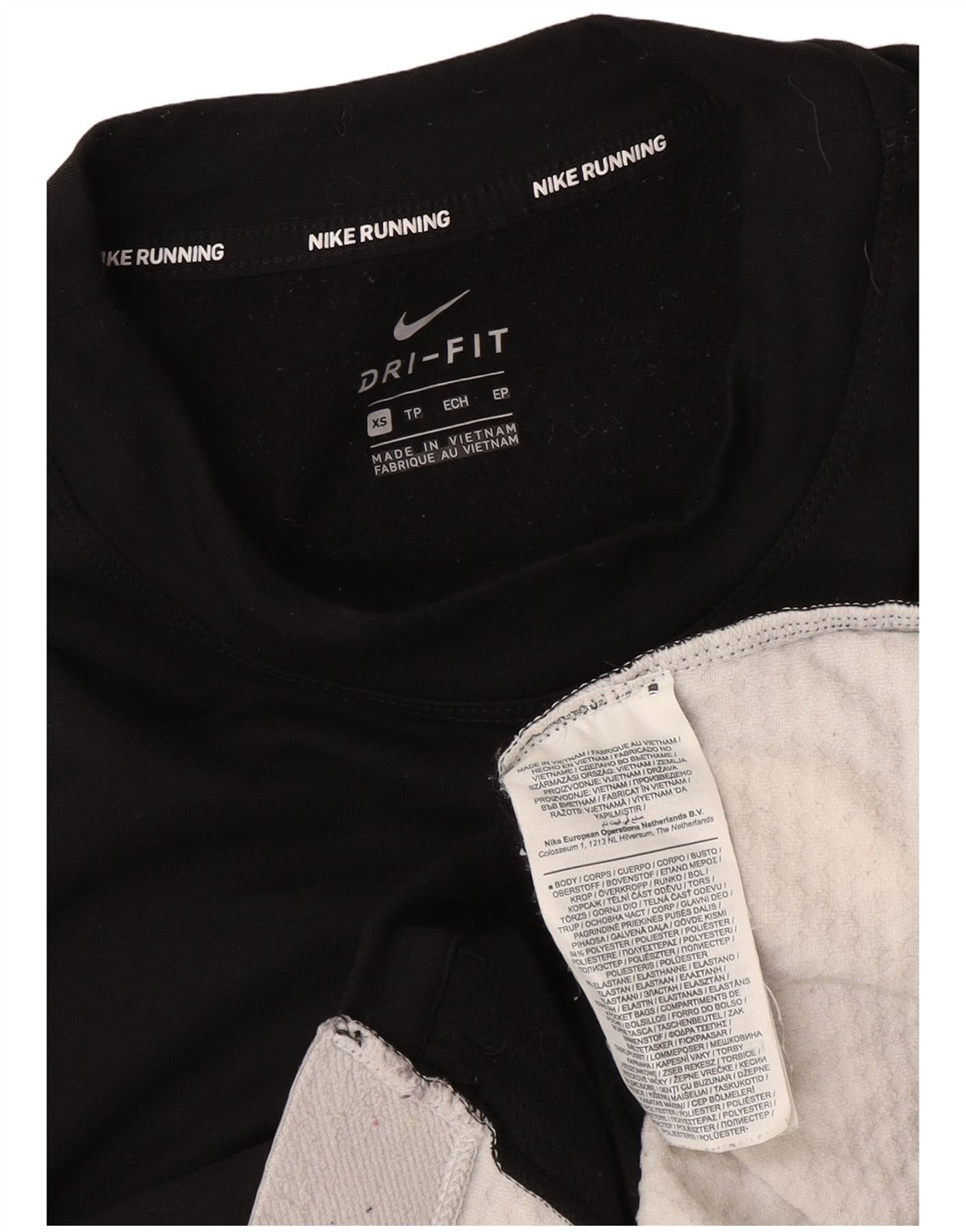 Nike Dame Running Top Langærmet UK 6 XS Sort Colourblock Polyester