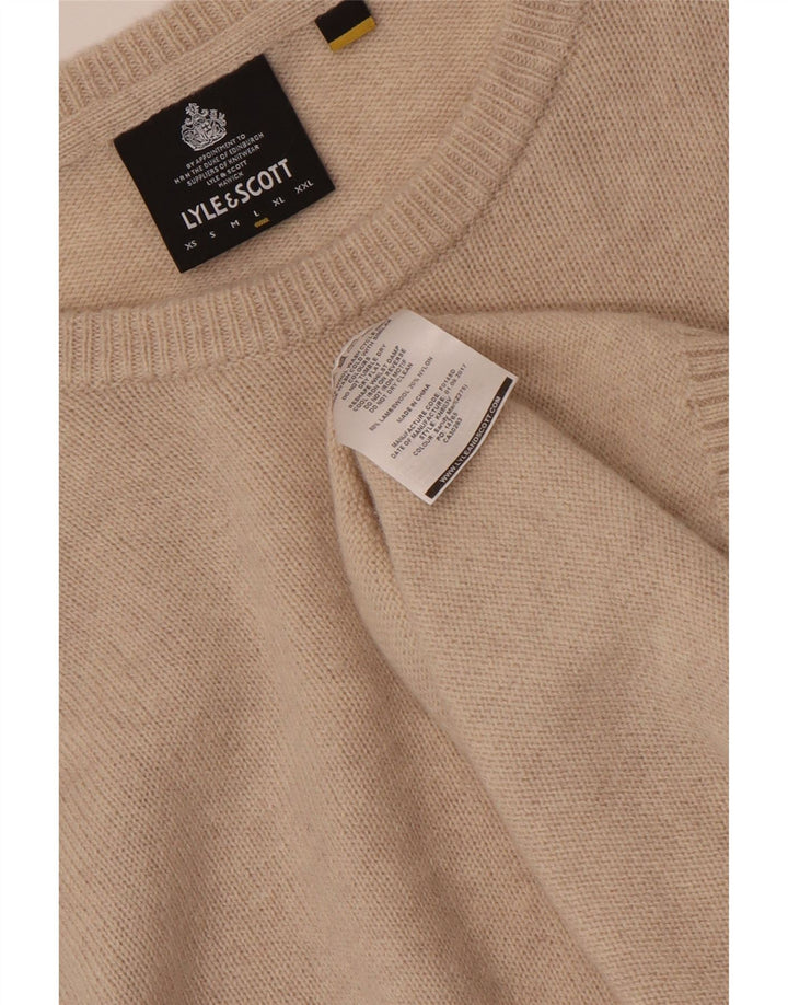 LYLE & SCOTT Herre Boat Neck Jumper Sweater Stor Beige Uld