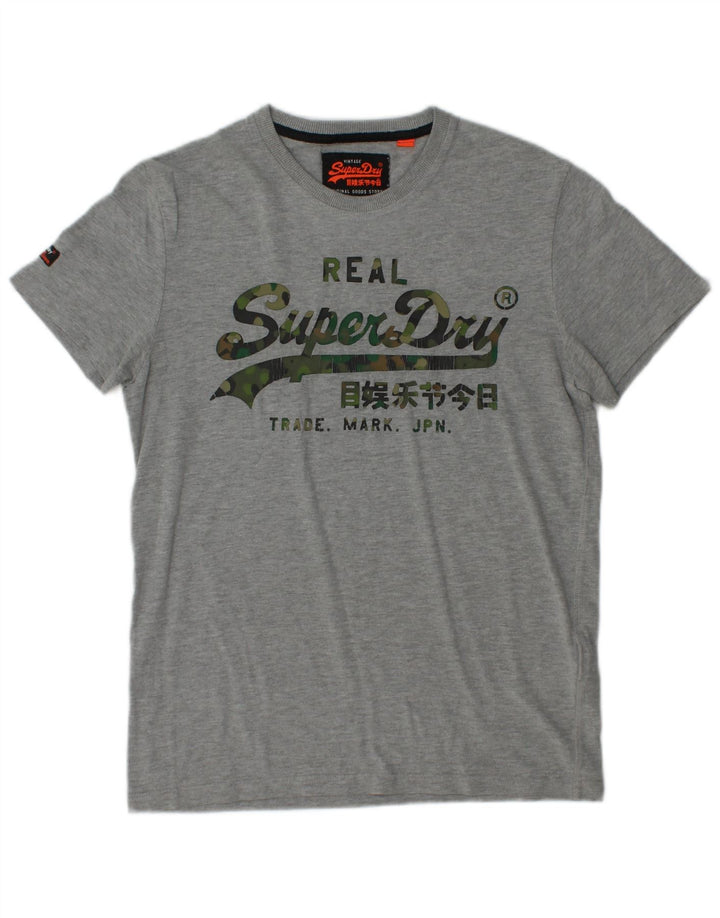 SUPERDRY Herre grafisk T-shirt top mellemgrå bomuld
