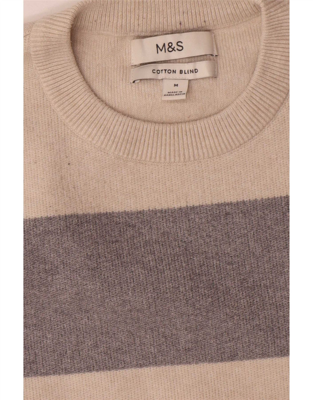 Marks & Spencer Dame sweater med rund hals DK 14 Medium Beige Stribet