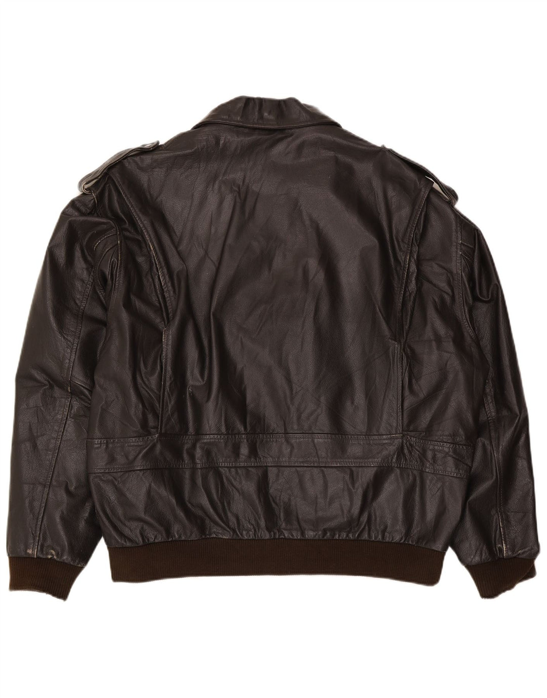 Vintage Herre Military Læderjakke IT 56 3XL Brun