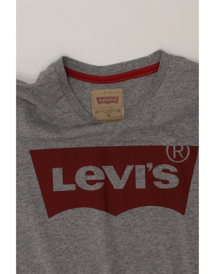 LEVI'S Boys Graphic T-Shirt Top 11-12 Years Grey Polyester Vintage Levi's and Second-Hand Levi's from Messina Hembry 