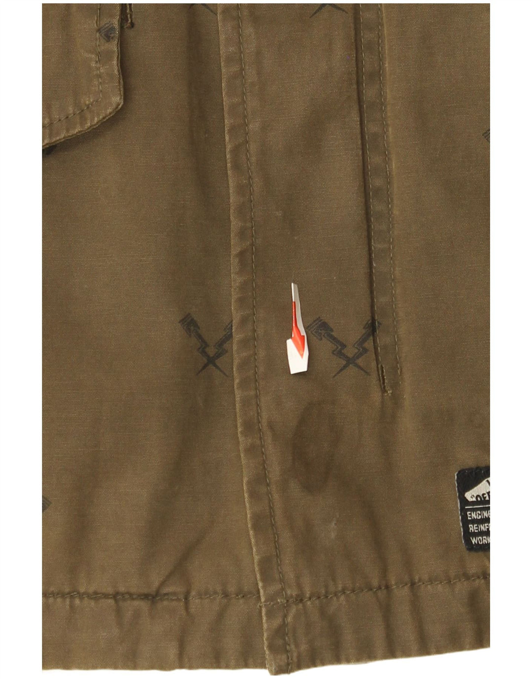 Vans Herre Hooded Utility Jacket UK 38 Medium Khaki Geometric