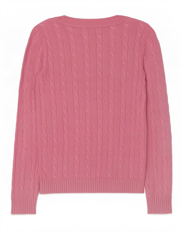 Ralph Lauren Dame Boat Neck Jumper Sweater UK 12 Medium Pink Bomuld
