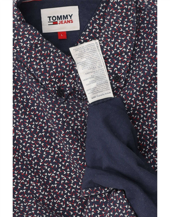 Tommy Hilfiger Herreskjorte Stor marineblå plettet bomuld