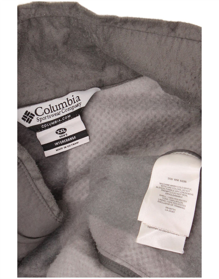 COLUMBIA Mens Interchange Fleece Jacket UK 44 2XL Grey Geometric Polyester
