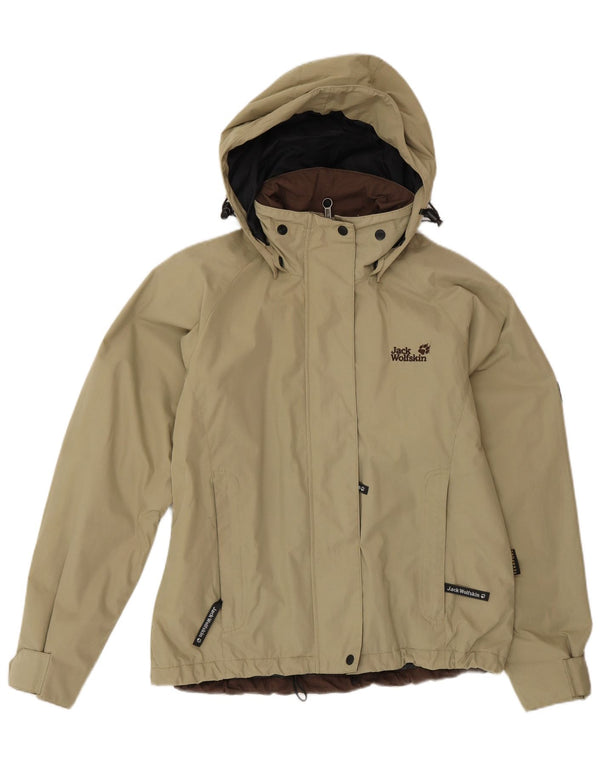 Jack Wolfskin Dame Regnjakke med hætte UK 12 Medium Beige Polyester