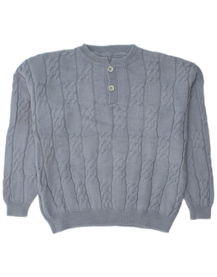 Vintage herre sweater med rund hals XL blå