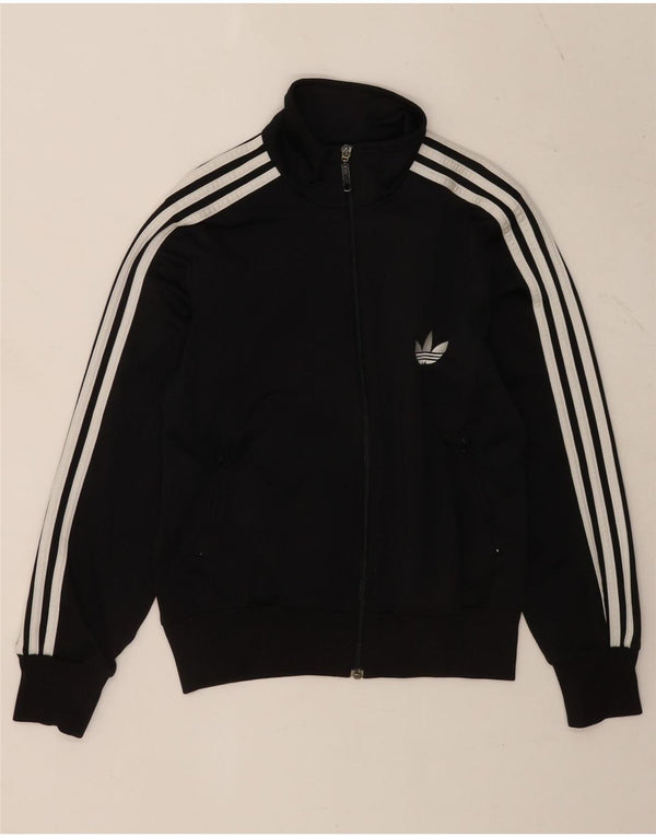 Adidas Womens Tracksuit Top Jacket UK 14 Medium Black Polyester