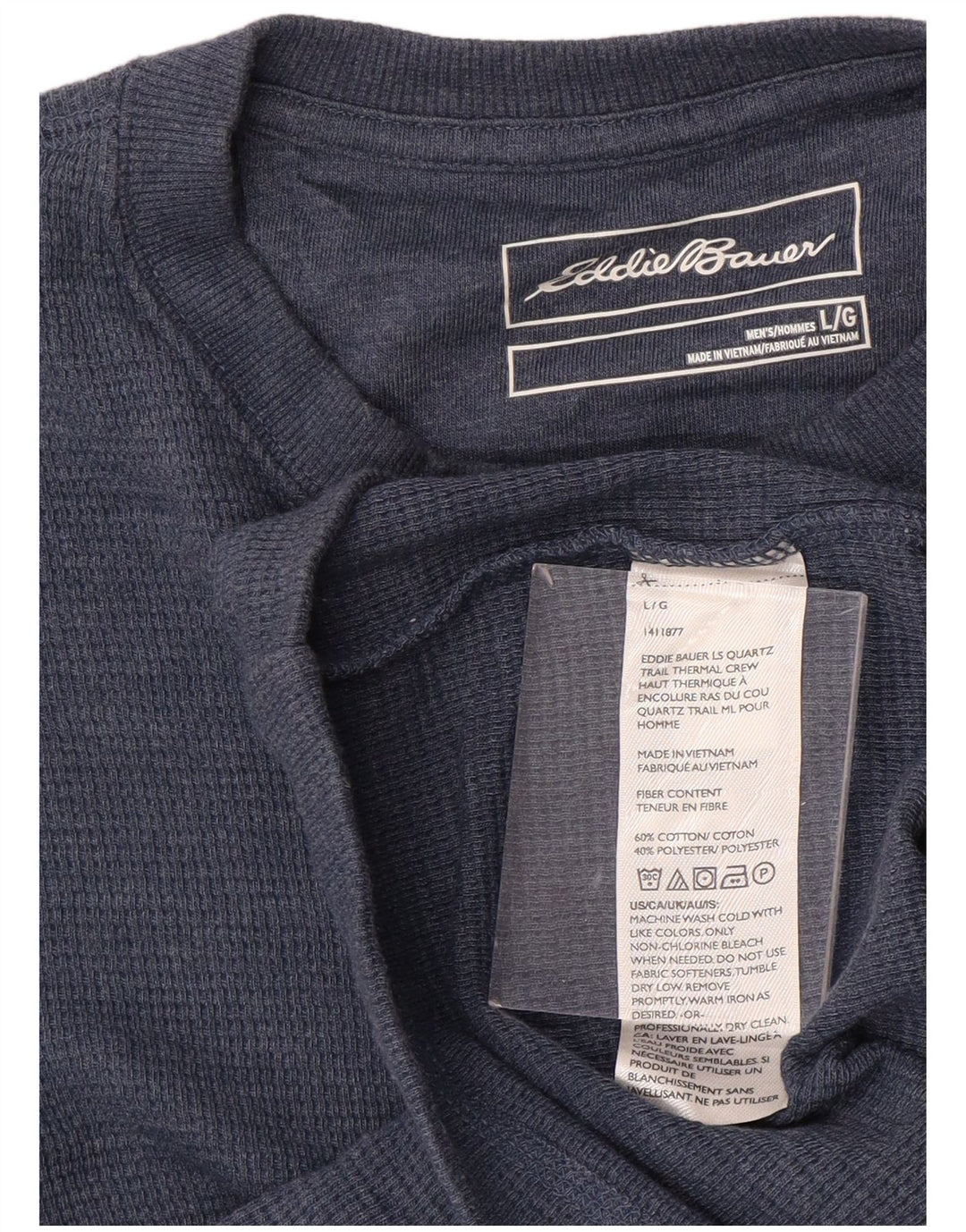 EDDIE BAUER Herre Top Langærmet Stor Blå Bomuld
