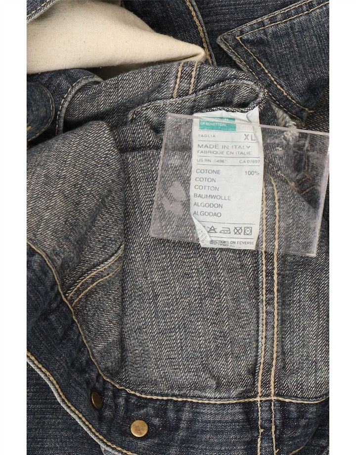 BENETTON Dame denimjakke UK 18 XL Blå Bomuld