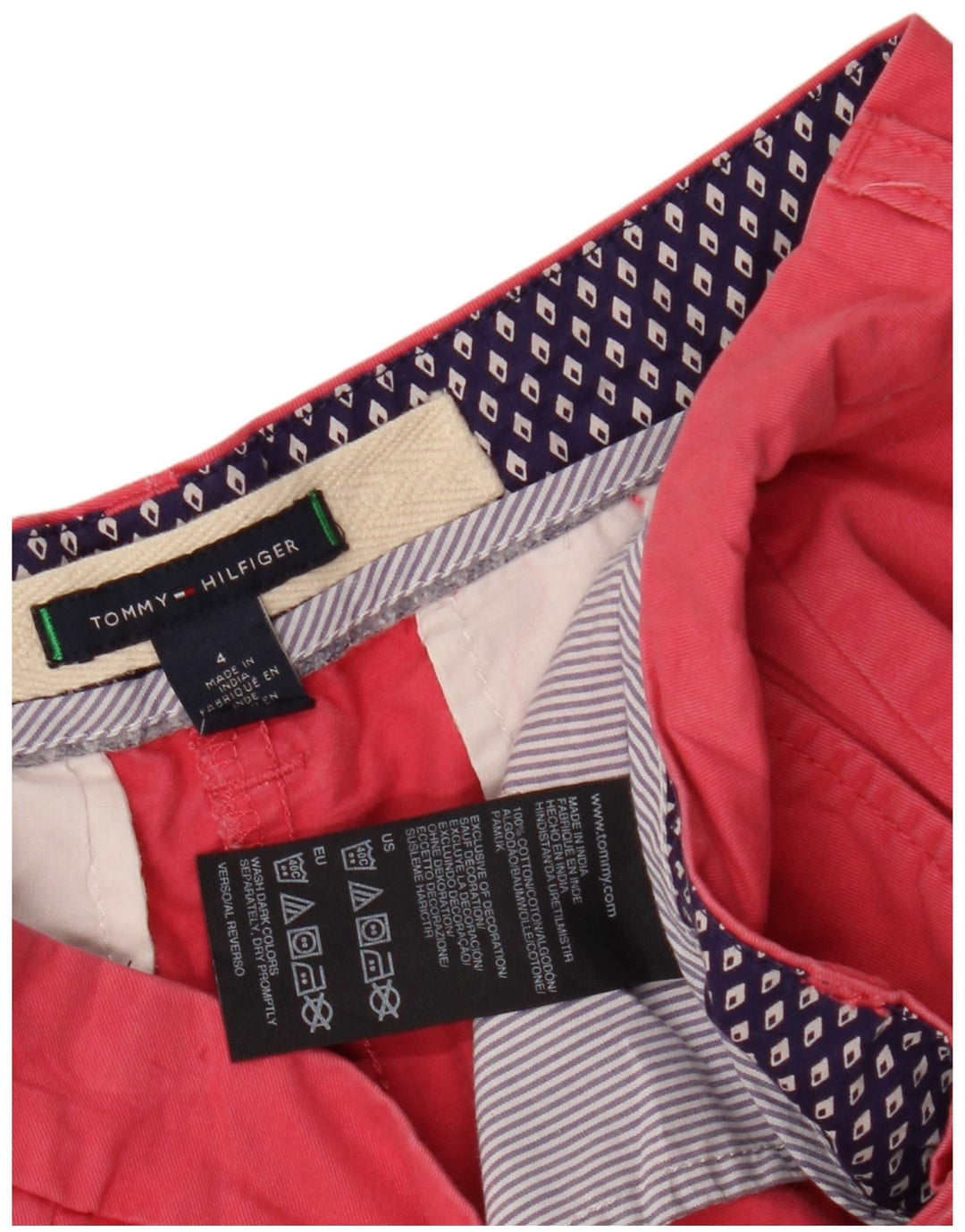 TOMMY HILFIGER Chino Shorts til kvinder US 4 Small W30 Pink Bomuld