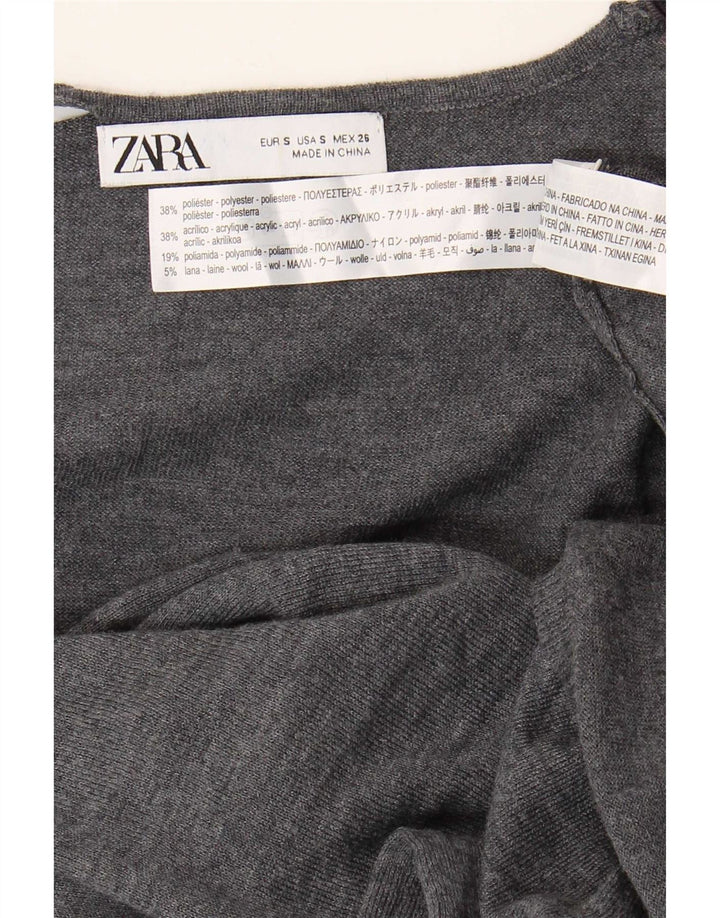 Zara Dame Langærmet Jumper Dress UK 10 Small Grå Polyester