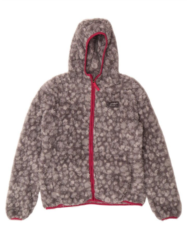 EDDIE BAUER Girls Hooded Fleece Jacket 14-15 Years Large  Grey Polyester Vintage Eddie Bauer and Second-Hand Eddie Bauer from Messina Hembry 