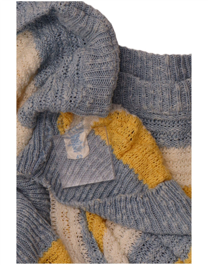 VINTAGE Dame Boat Neck Sweater IT 42 Mellem blå stribet bomuld