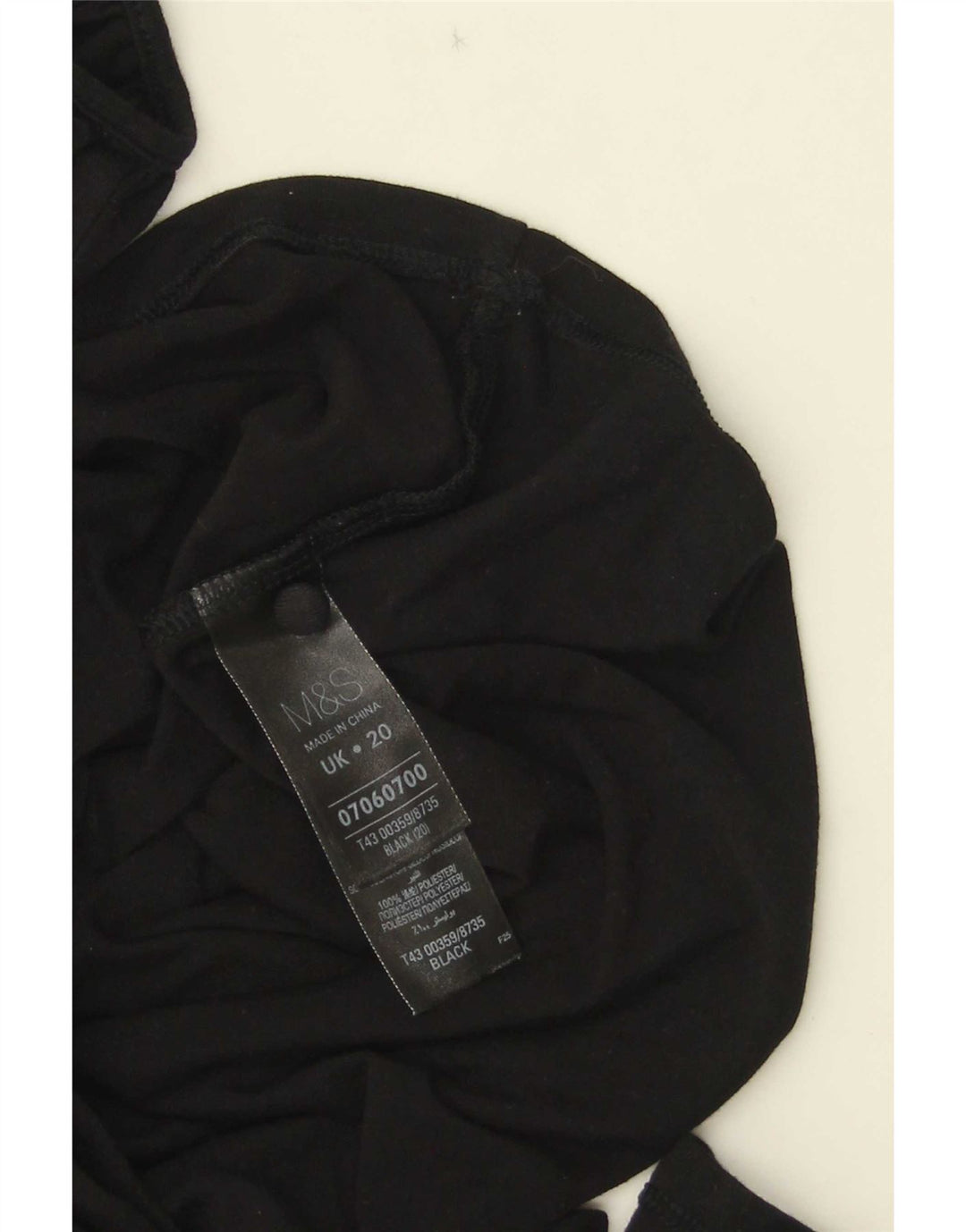 Marks & Spencer damebluse med 3/4 ærmer UK 20 2XL Sort viskose