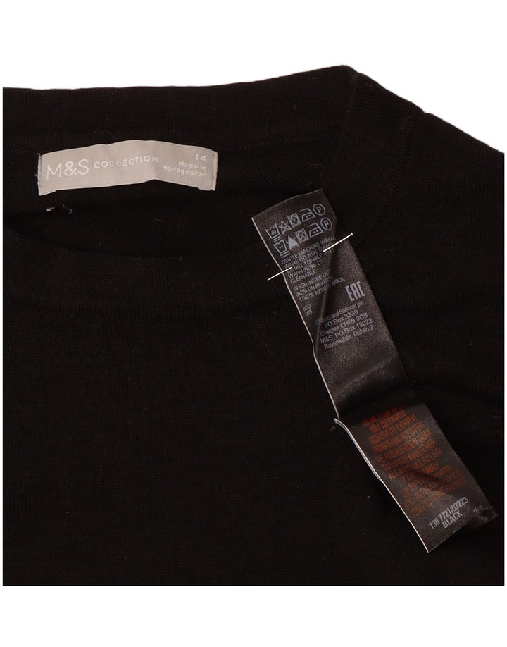 Marks & Spencer Dame sweater med rund hals DK 14 Stor sort uld
