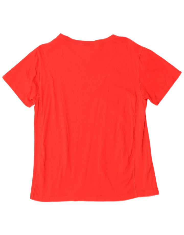 Champion Dame Grafisk T-Shirt Top UK 14 Medium Rød Bomuld