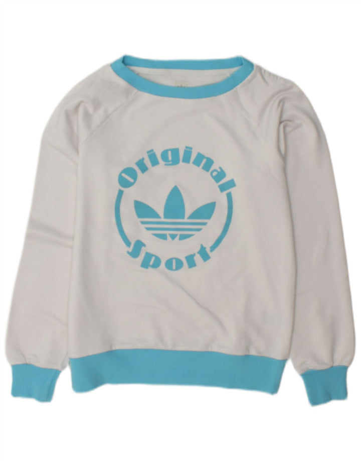 Adidas Graphic Sweatshirt Jumper IT 46 stor hvid polyester