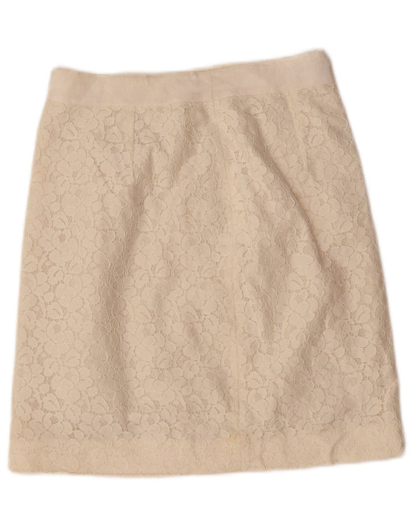 Oasis Dame Blonde Mini Nederdel UK 8 Small W26 Off White Blomsterbomuld