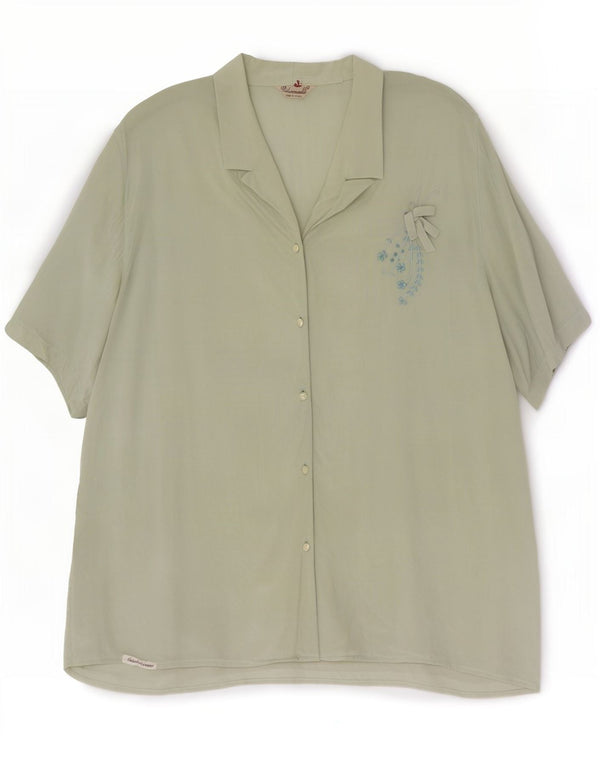 Padovanelle Dame Kortærmet Bluse IT 50 XL Grøn Blomster