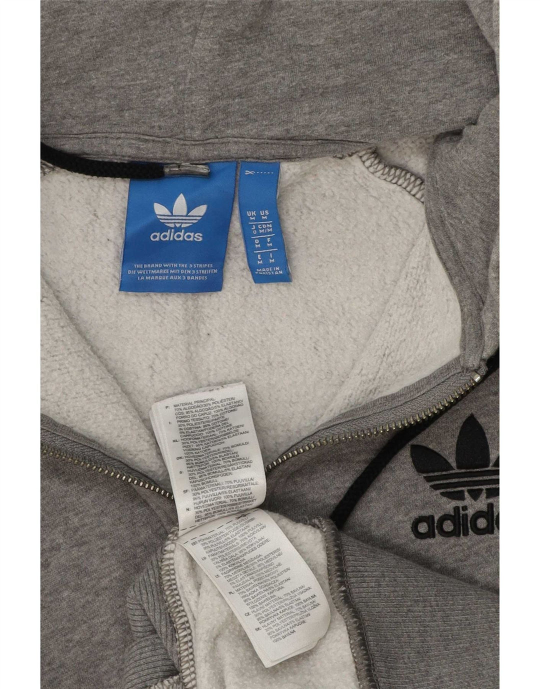 Adidas hættetrøje med lynlås til mænd Medium Grey Flecked Bomuld
