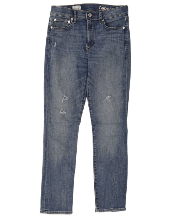 Gap Womens Distressed Slim Straight Jeans W28 L28 Blå Bomuld
