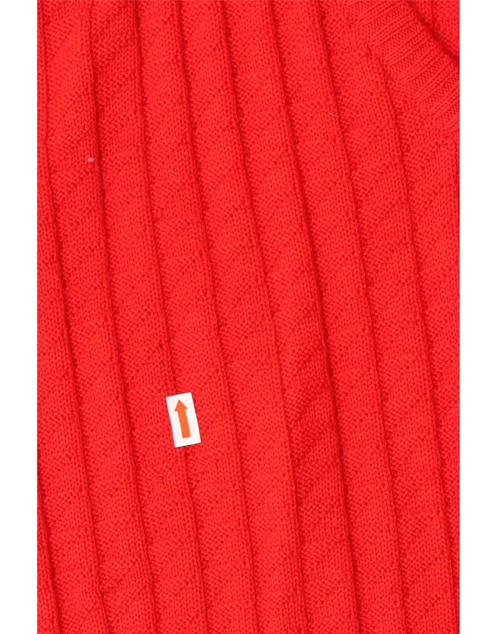 VINTAGE Mens V-Neck Jumper Sweater XL Red Virgin Wool