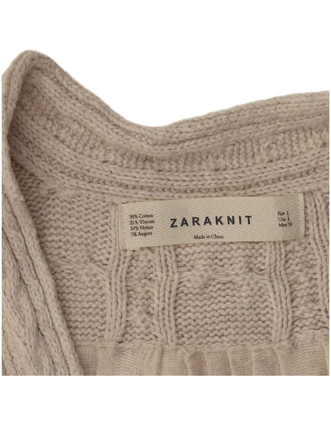ZARA Cardigan sweater til kvinder UK 14 Stor beige bomuld