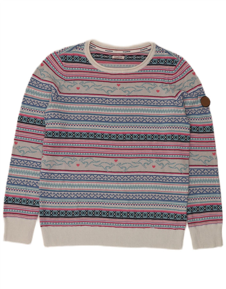 Kænguruer Dame Boat Neck Jumper Sweater UK 14/16 Stor Flerfarvet