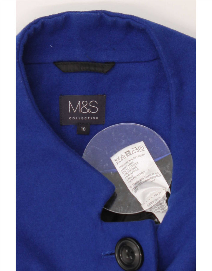 Marks & Spencer Dameoverfrakke UK 16 Large Blue Polyester