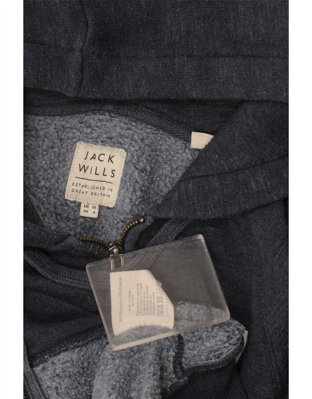 Jack Wills Dame Hættetrøje Sweater UK 10 Small Navy Blue Polyester
