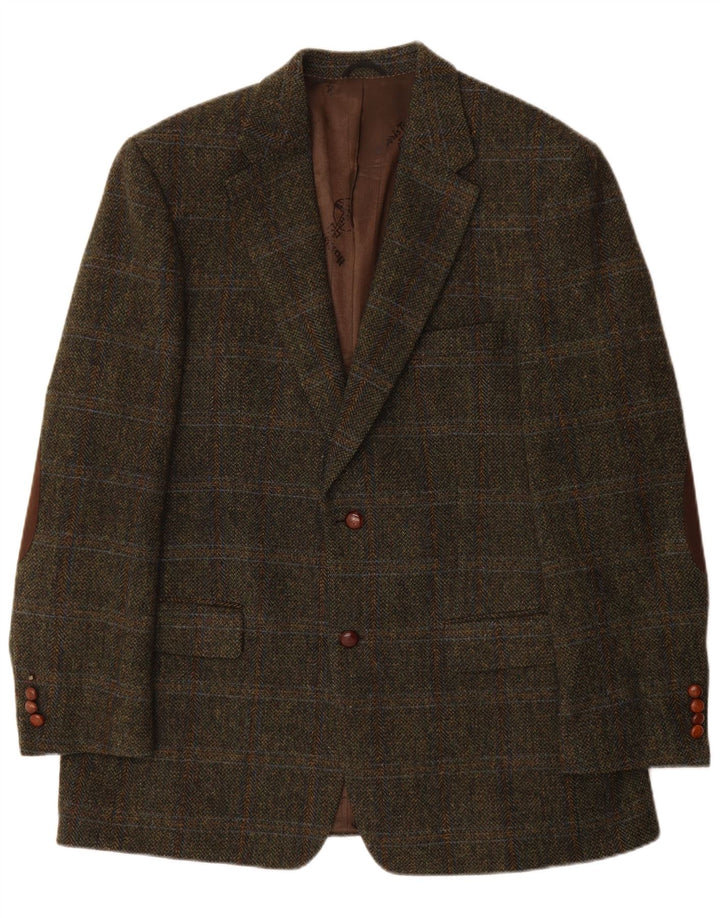 Mario Barutti Herre Harris Tweed Blazer Jacket IT 54 2XL Khaki Check