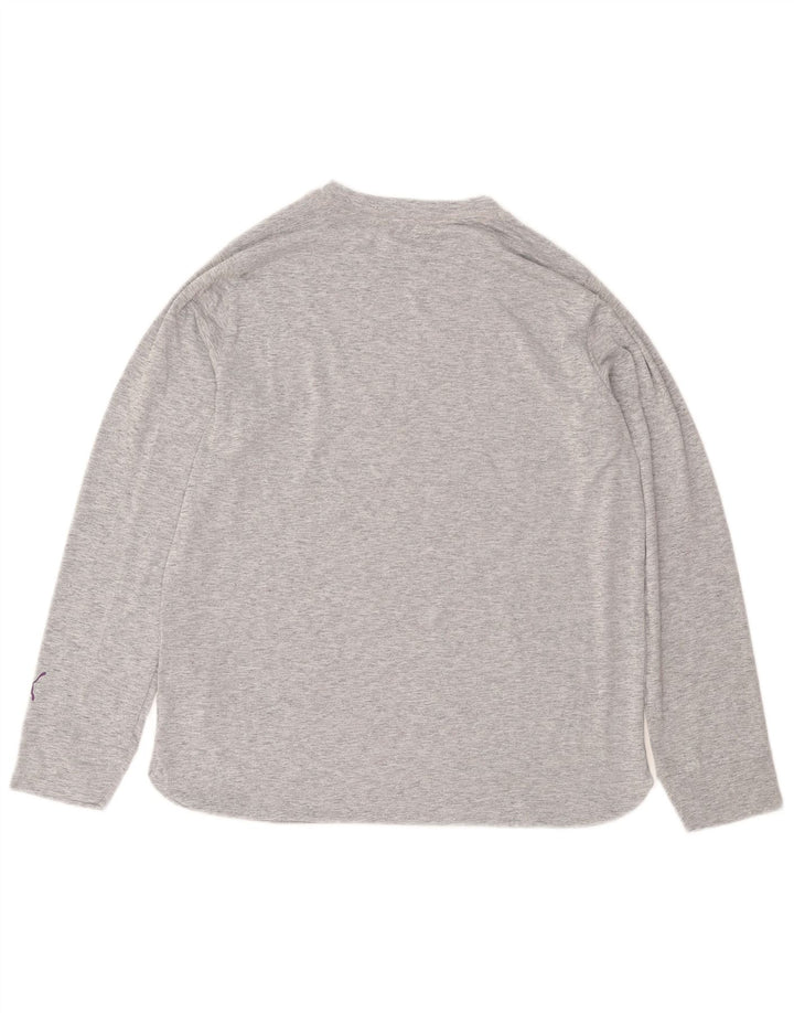 PUMA grafisk top langærmet til kvinder UK 14 Medium Grey Flecked Polyester