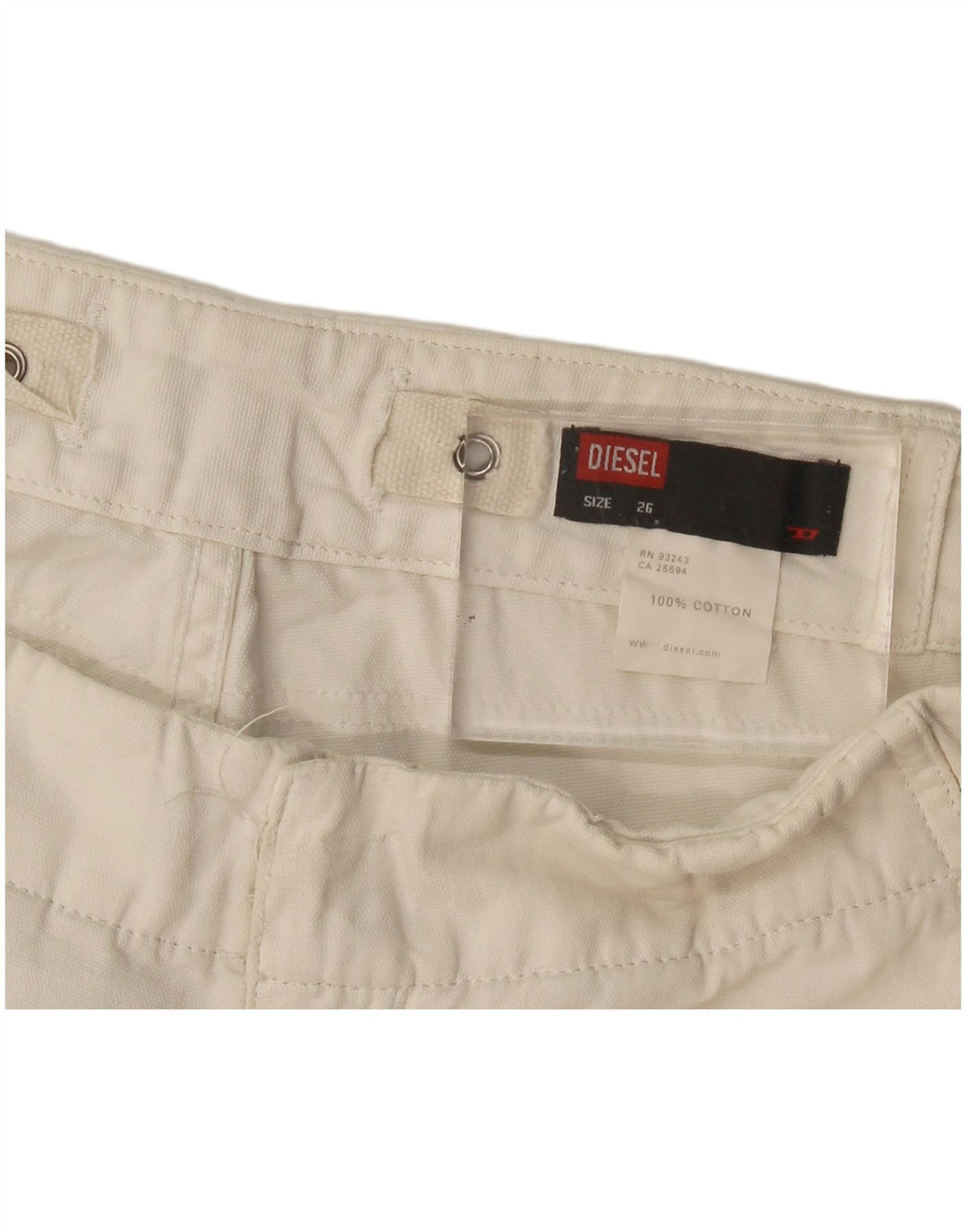 Diesel Chino Shorts til kvinder W26 Små hvide bomuld