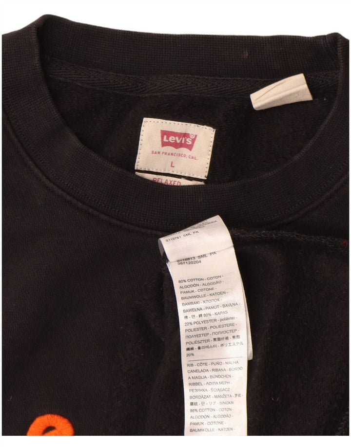 LEVI'S afslappet grafisk sweatshirt til mænd, stor sort bomuld