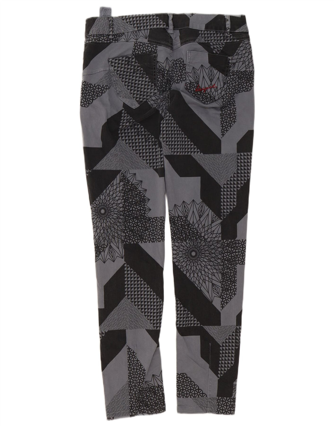Desigual Dame Slim Casual Bukser W32 L29 Grå Patchwork Bomuld