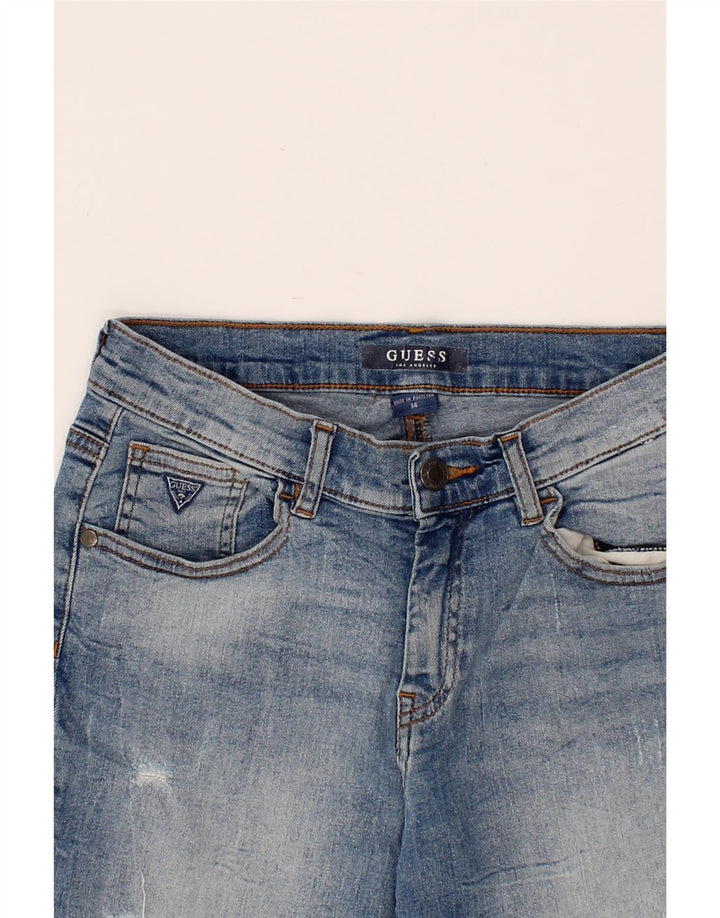GUESS Boys Distressed Denim Shorts 13-14 Years W28 Blue Cotton Vintage Guess and Second-Hand Guess from Messina Hembry 
