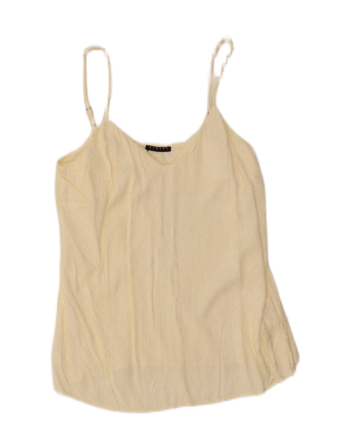 SISLEY Womens Abstract Pattern Cami Top UK 14 Large Beige Viscose Vintage Sisley and Second-Hand Sisley from Messina Hembry 