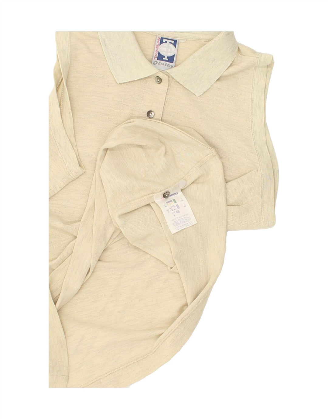 LOTTO Womens Sleeveless Polo Shirt UK 12 Medium Beige Polyester Vintage Lotto and Second-Hand Lotto from Messina Hembry 