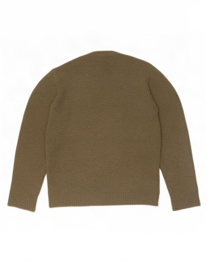 Zara Herre Crew Neck Jumper Sweater Medium Khaki Akryl